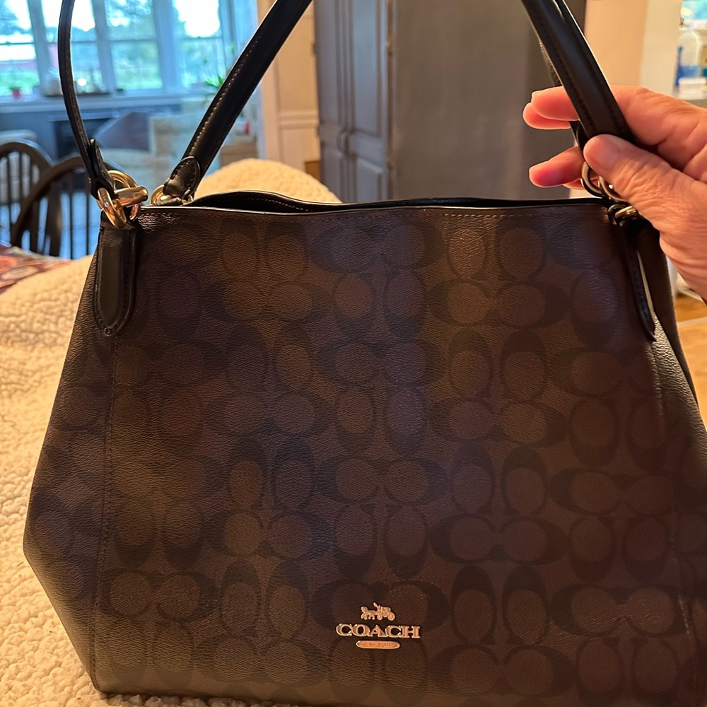 Kristy Coach shoulder bag, dark brown block signature canvas